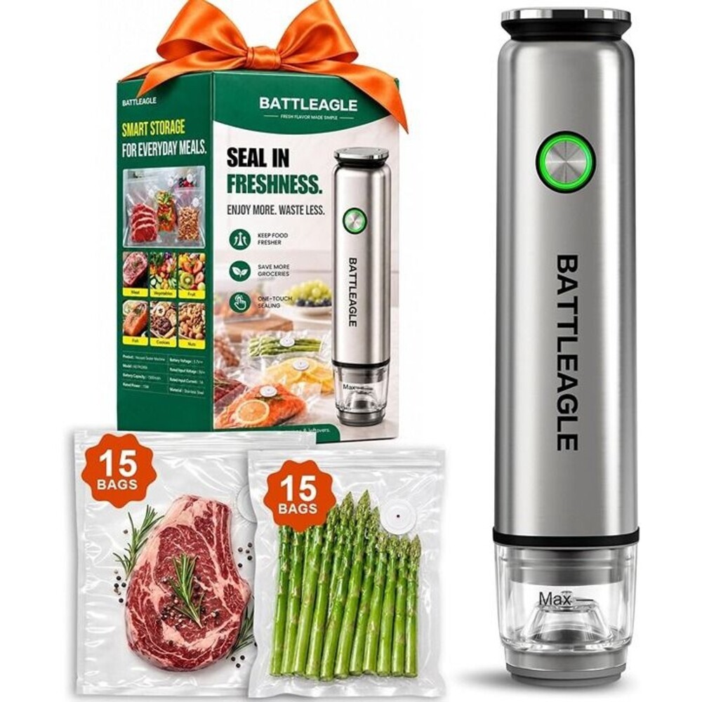 Handheld Vacuum Sealer for Food, 30 Reusable Bags